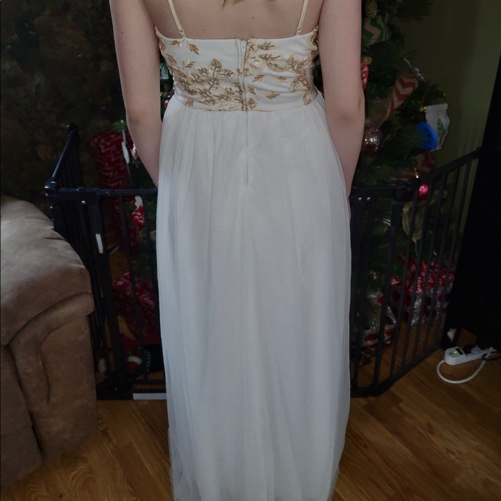 White and gold detailed dress
